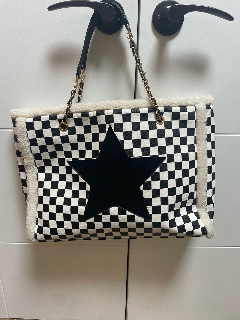 Vintage Havana bag purse NEW Sherpa Star Women’s Black White checkered